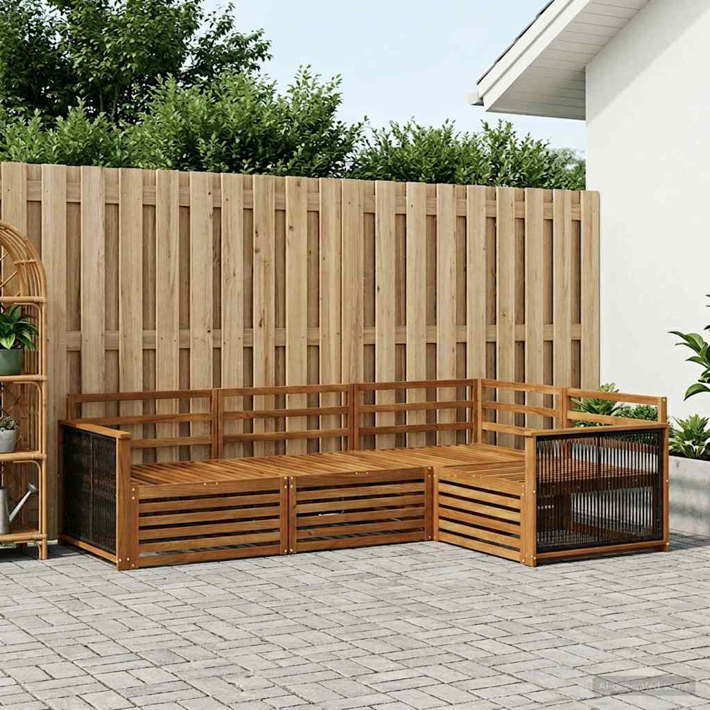 Utendørs sofa-sett 4 pcs Naturlig Solid akasietre