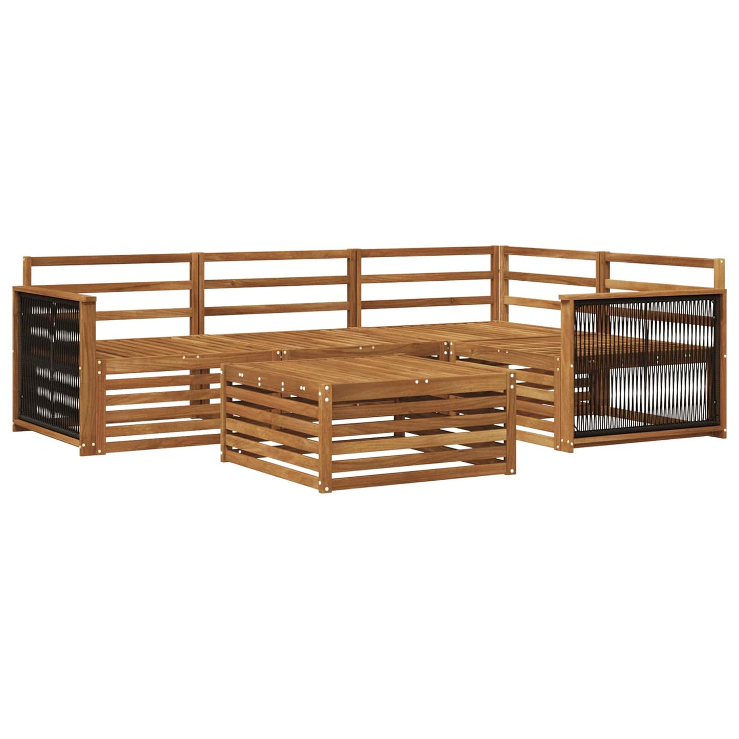 Utendørs sofa-sett 5 pcs Naturlig Solid akasietre