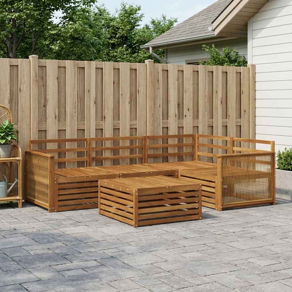 Utendørs sofa-sett 5 pcs Naturlig Solid akasietre