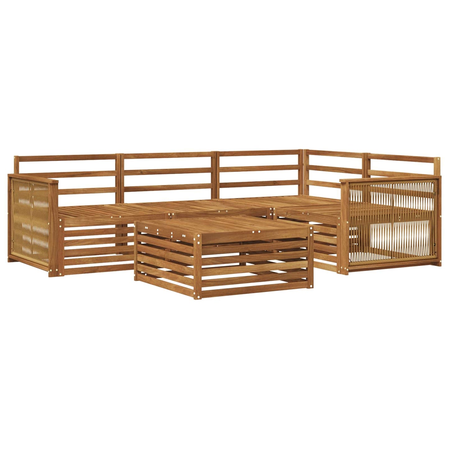 Utendørs sofa-sett 5 pcs Naturlig Solid akasietre