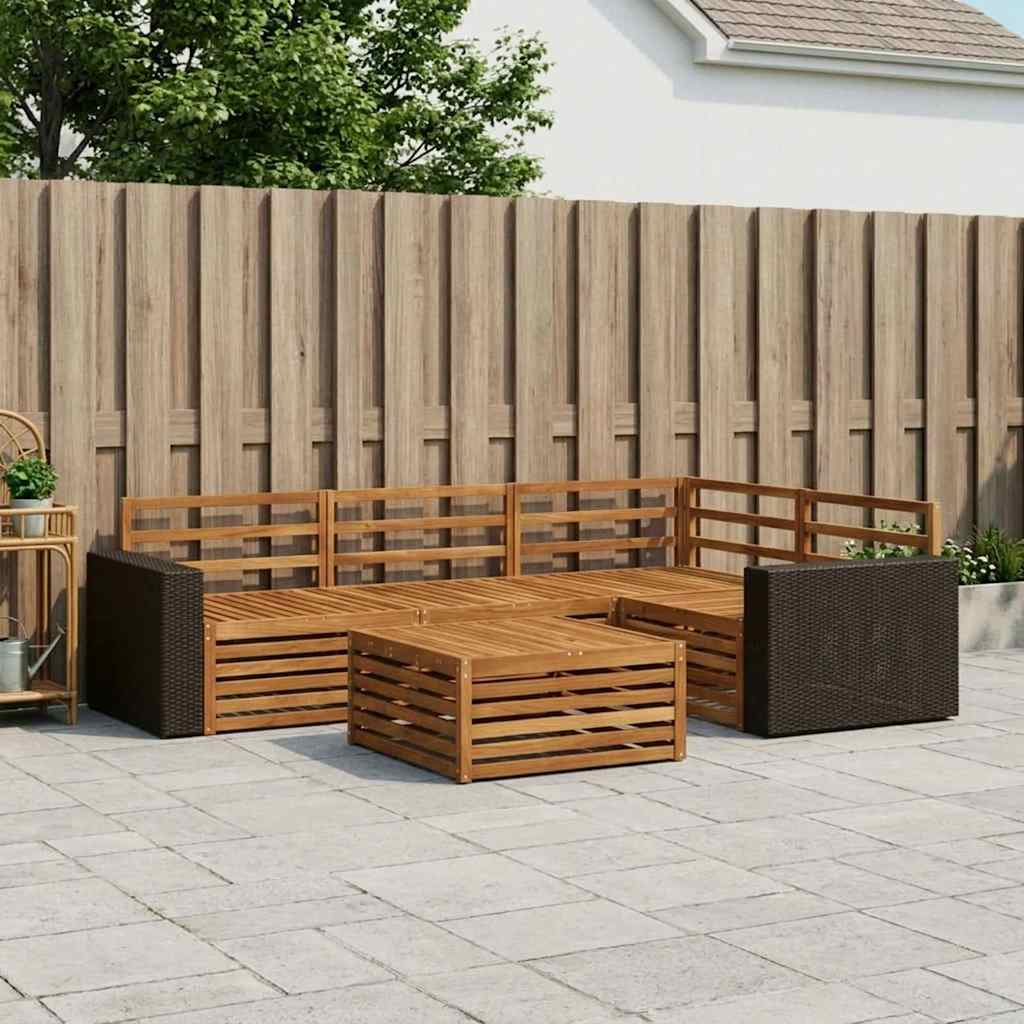 Utendørs sofa-sett 5 pcs Naturlig 79 x 79 x 37 cm