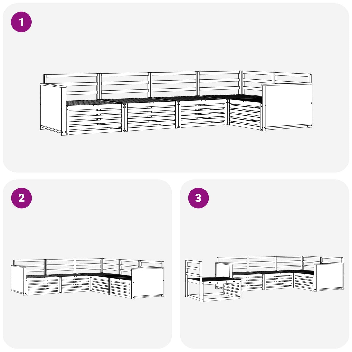 Utendørs sofa-sett 5 pcs Naturlig Solid akasietre