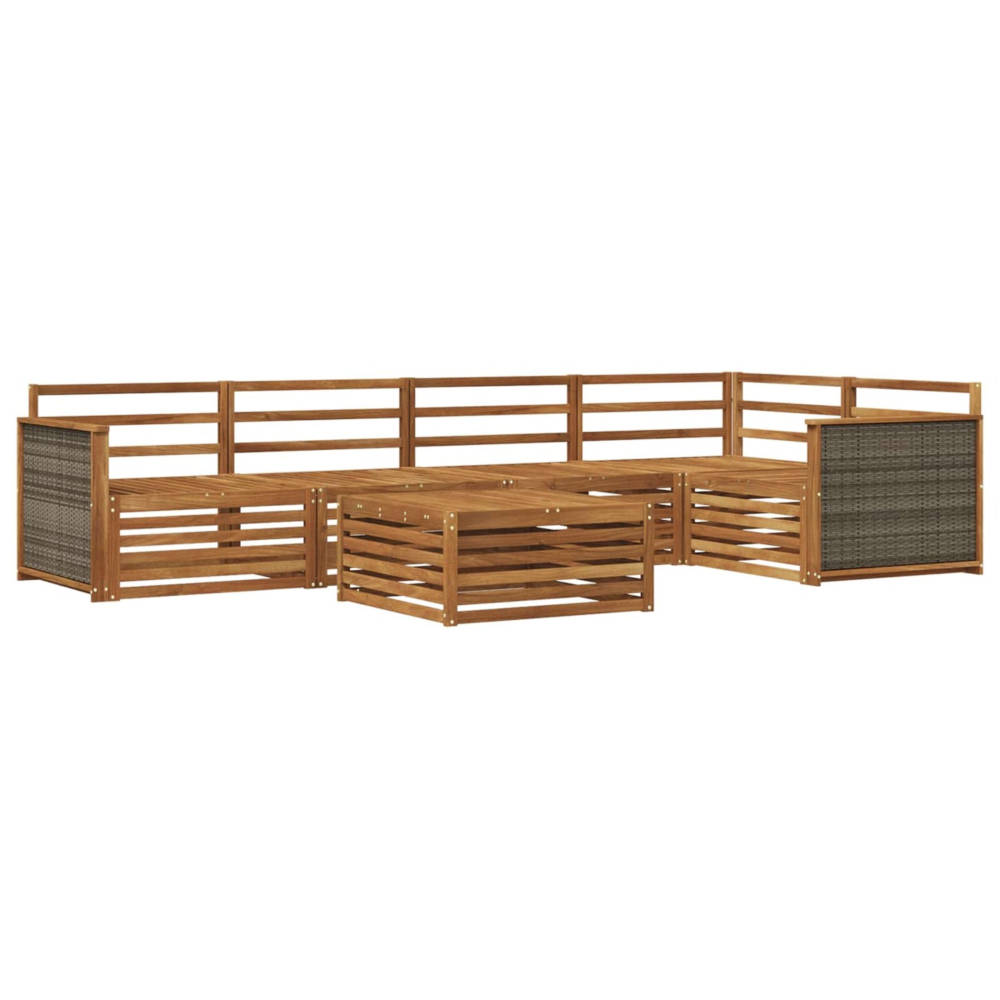 Utendørs sofa-sett 6 pcs Naturlig Solid akasietre