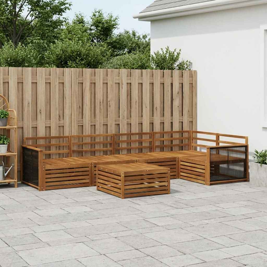 Utendørs sofa-sett 6 pcs Naturlig Solid akasietre