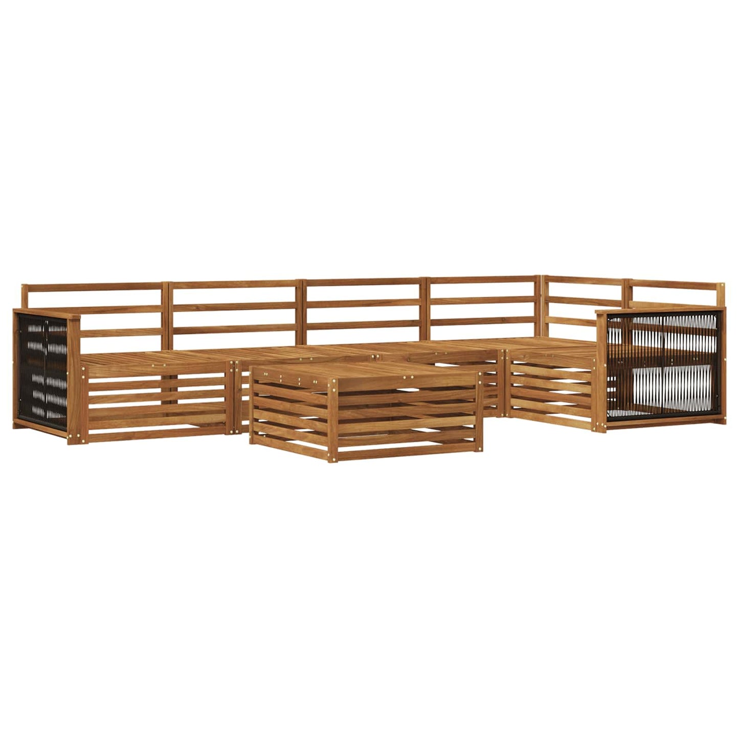 Utendørs sofa-sett 6 pcs Naturlig Solid akasietre