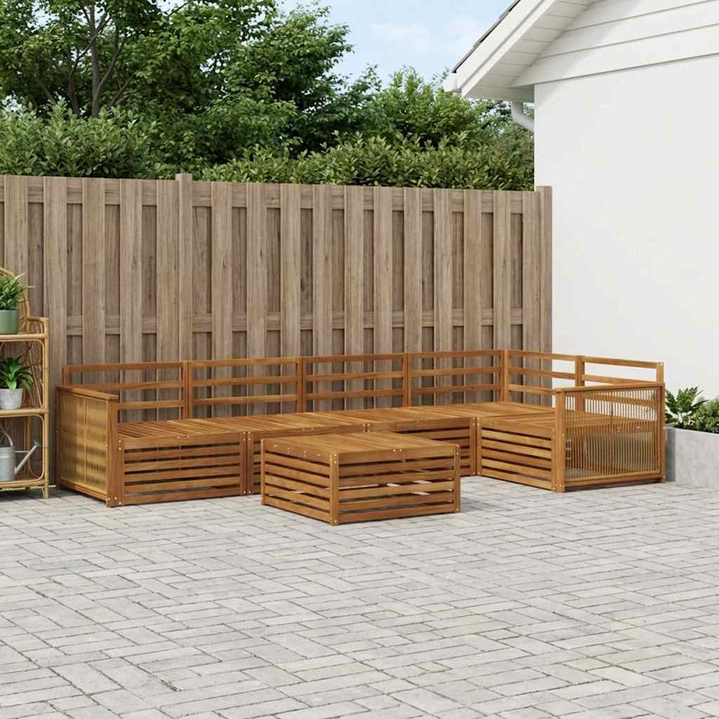 Utendørs sofa-sett 6 pcs Naturlig Solid akasietre