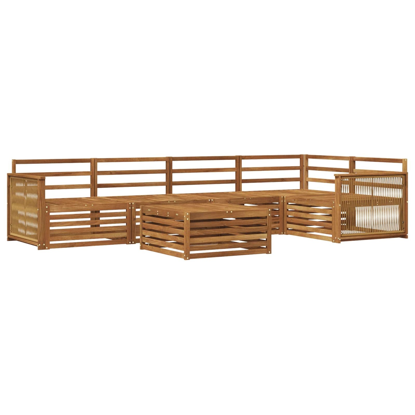 Utendørs sofa-sett 6 pcs Naturlig Solid akasietre