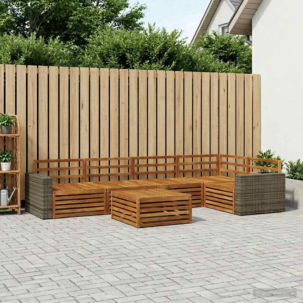 Utendørs sofa-sett 6 pcs Naturlig 79 x 79 x 37 cm