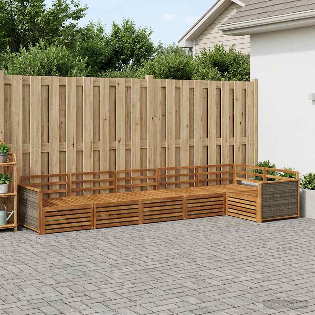 Utendørs sofa-sett 6 pcs Naturlig Solid akasietre