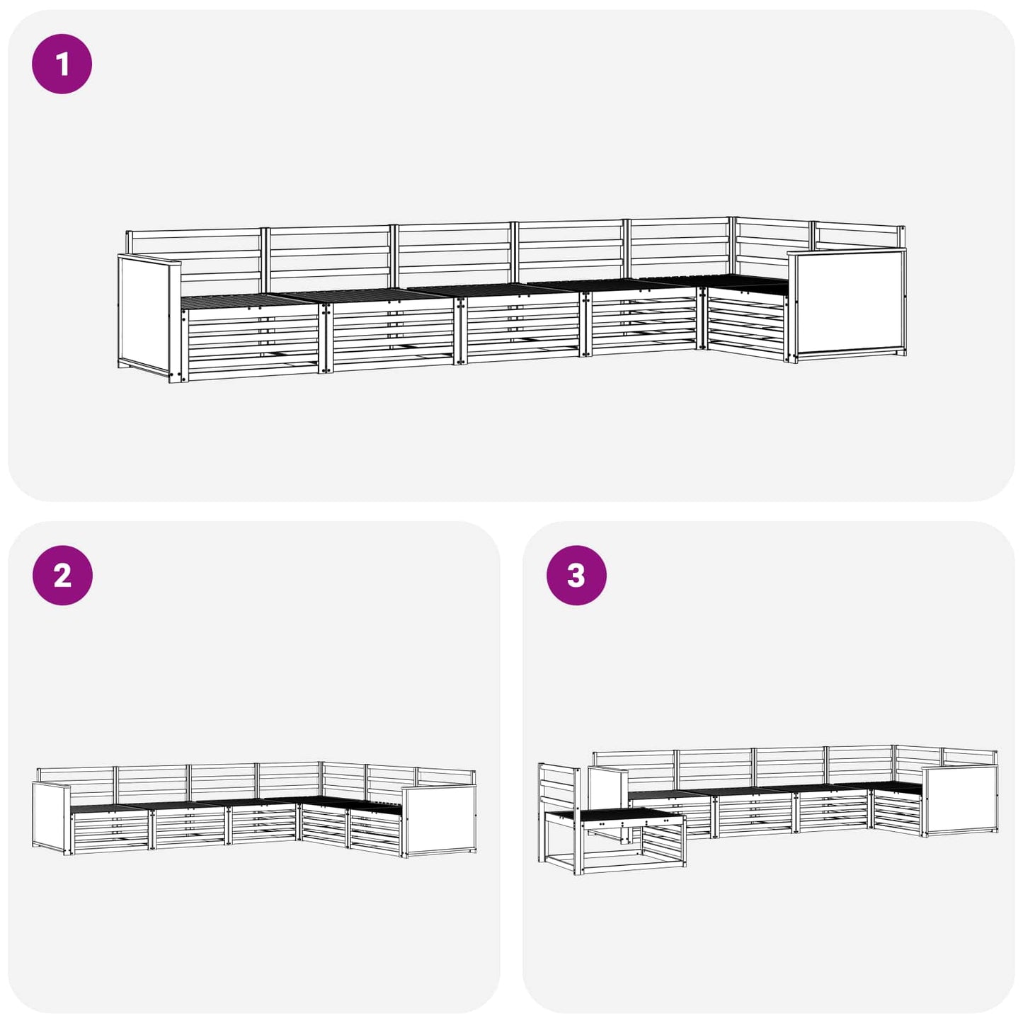 Utendørs sofa-sett 6 pcs Naturlig Solid akasietre
