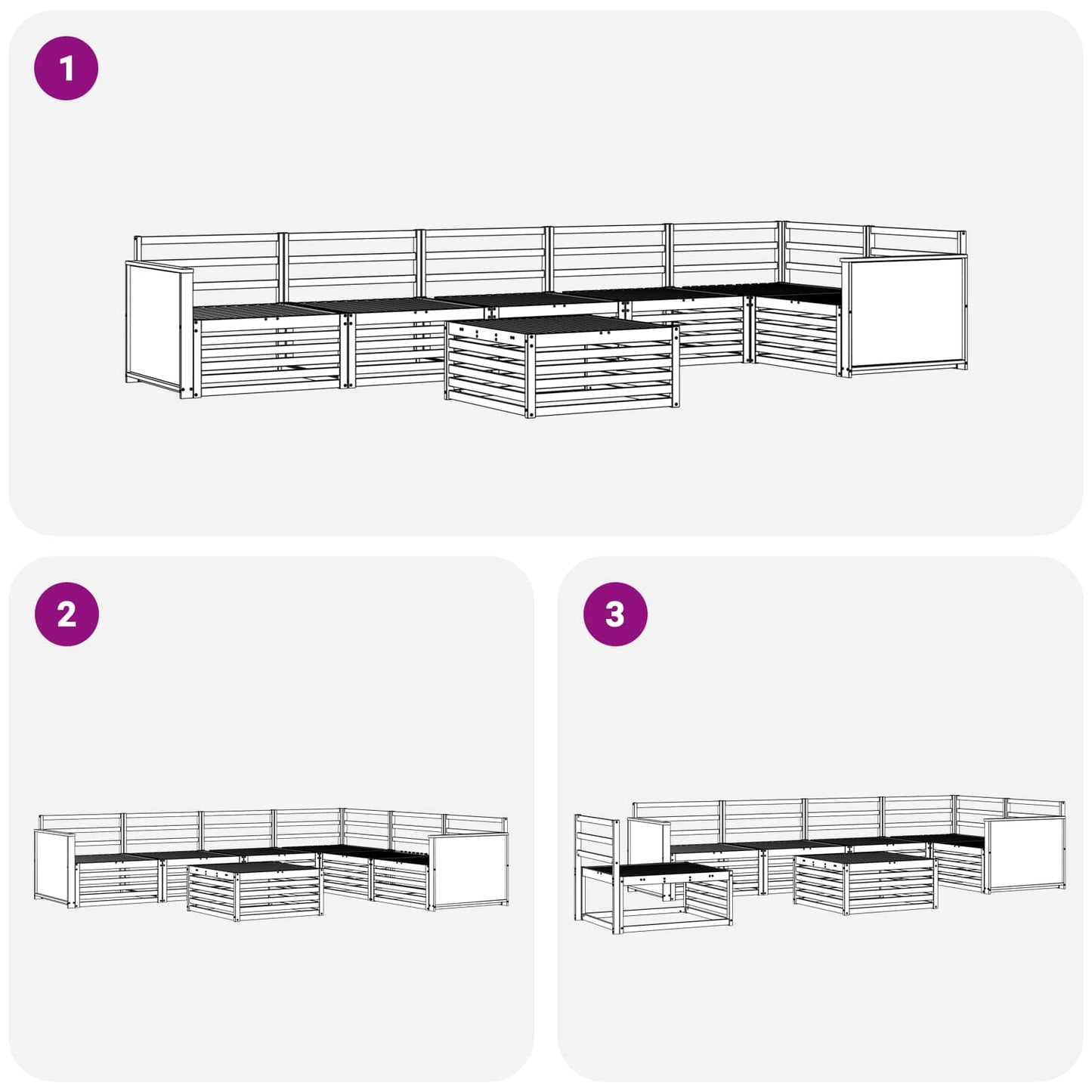 Utendørs sofa-sett 7 pcs Naturlig 79 x 79 x 37 cm