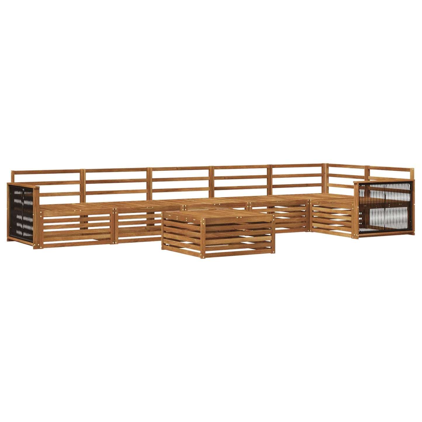 Utendørs sofa-sett 7 pcs Naturlig Solid akasietre