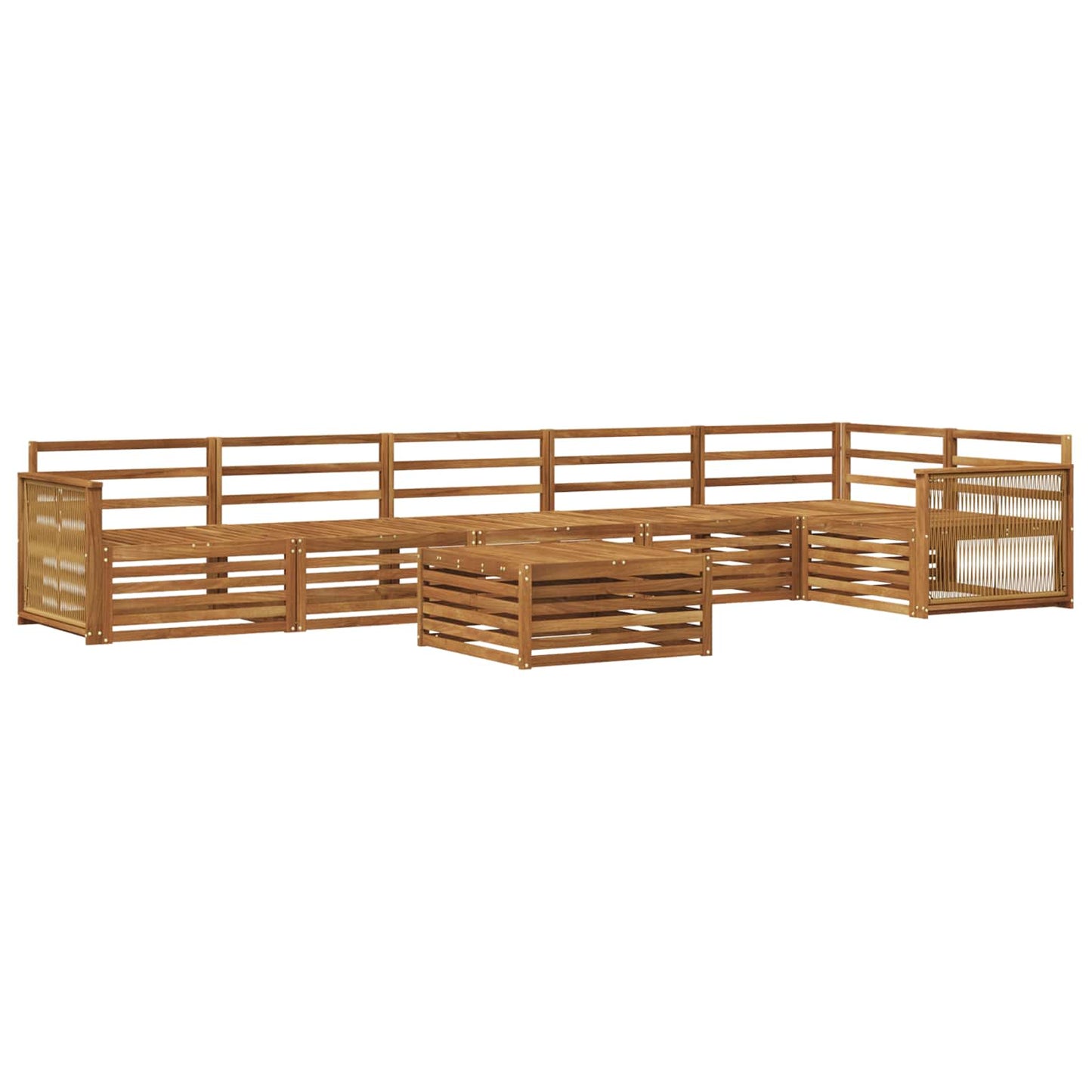 Utendørs sofa-sett 7 pcs Naturlig Solid akasietre