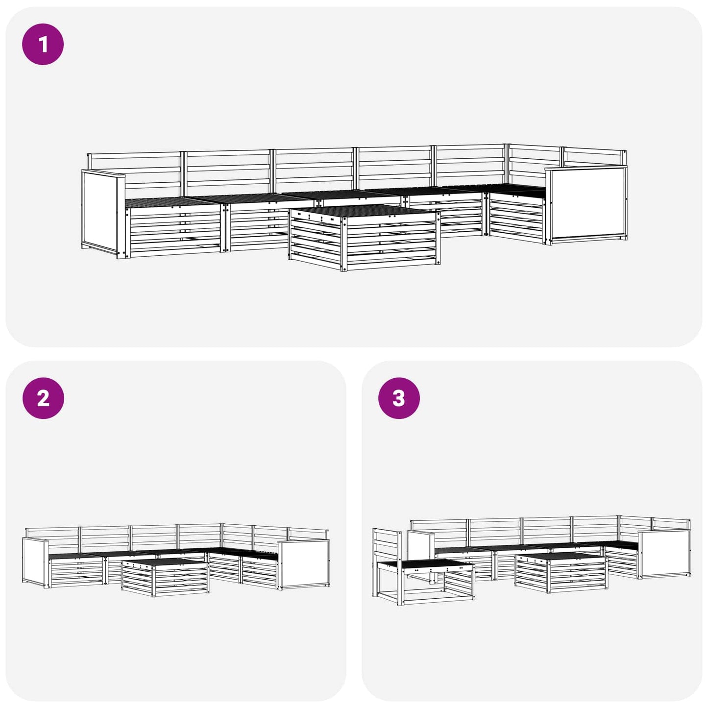 Utendørs sofa-sett 7 pcs Naturlig Solid akasietre