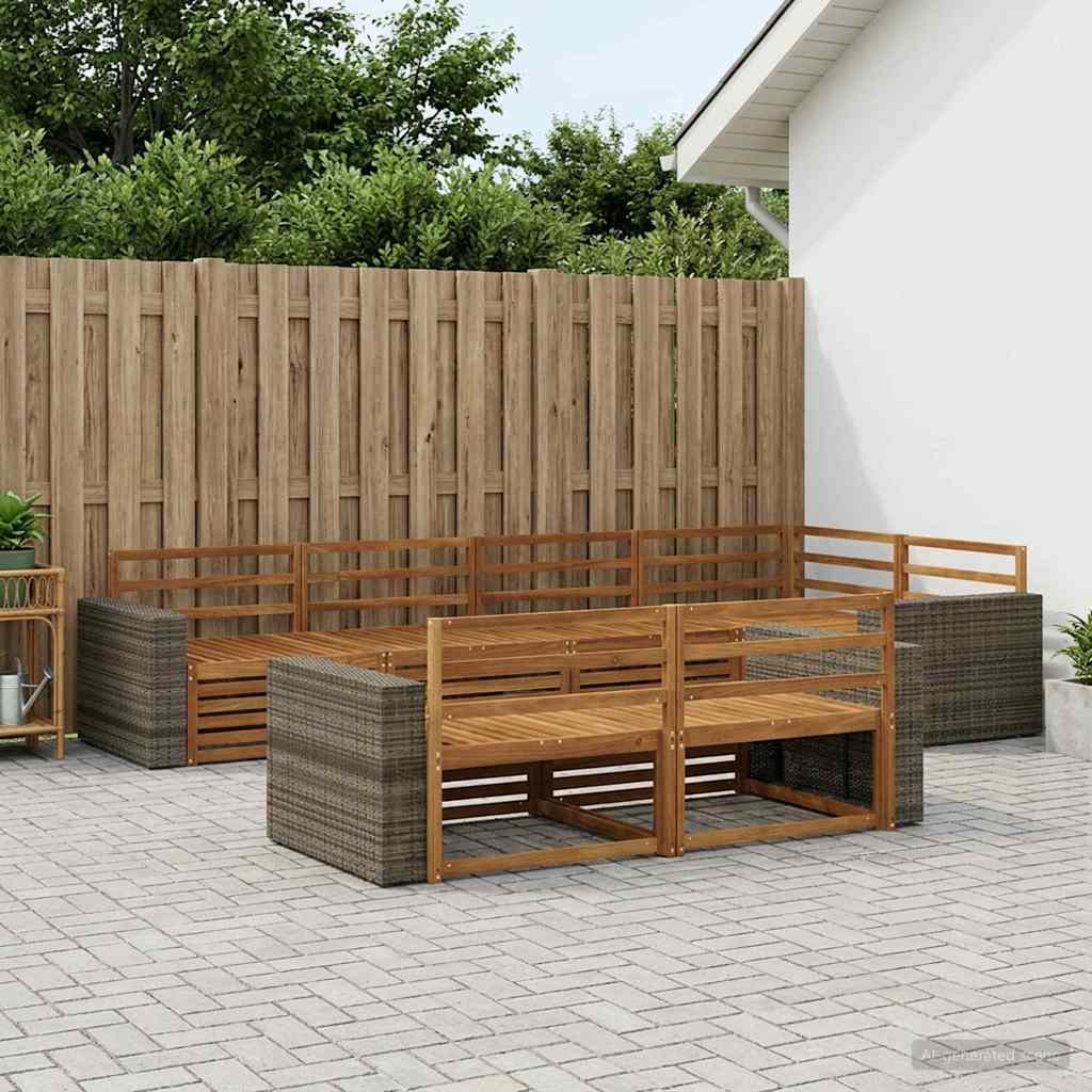 Utendørs sofa-sett 7 pcs Naturlig