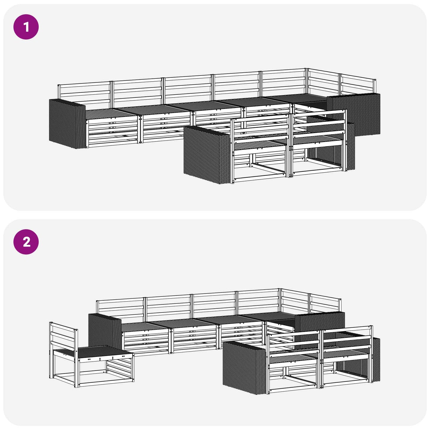 Utendørs sofa-sett 8 pcs Naturlig