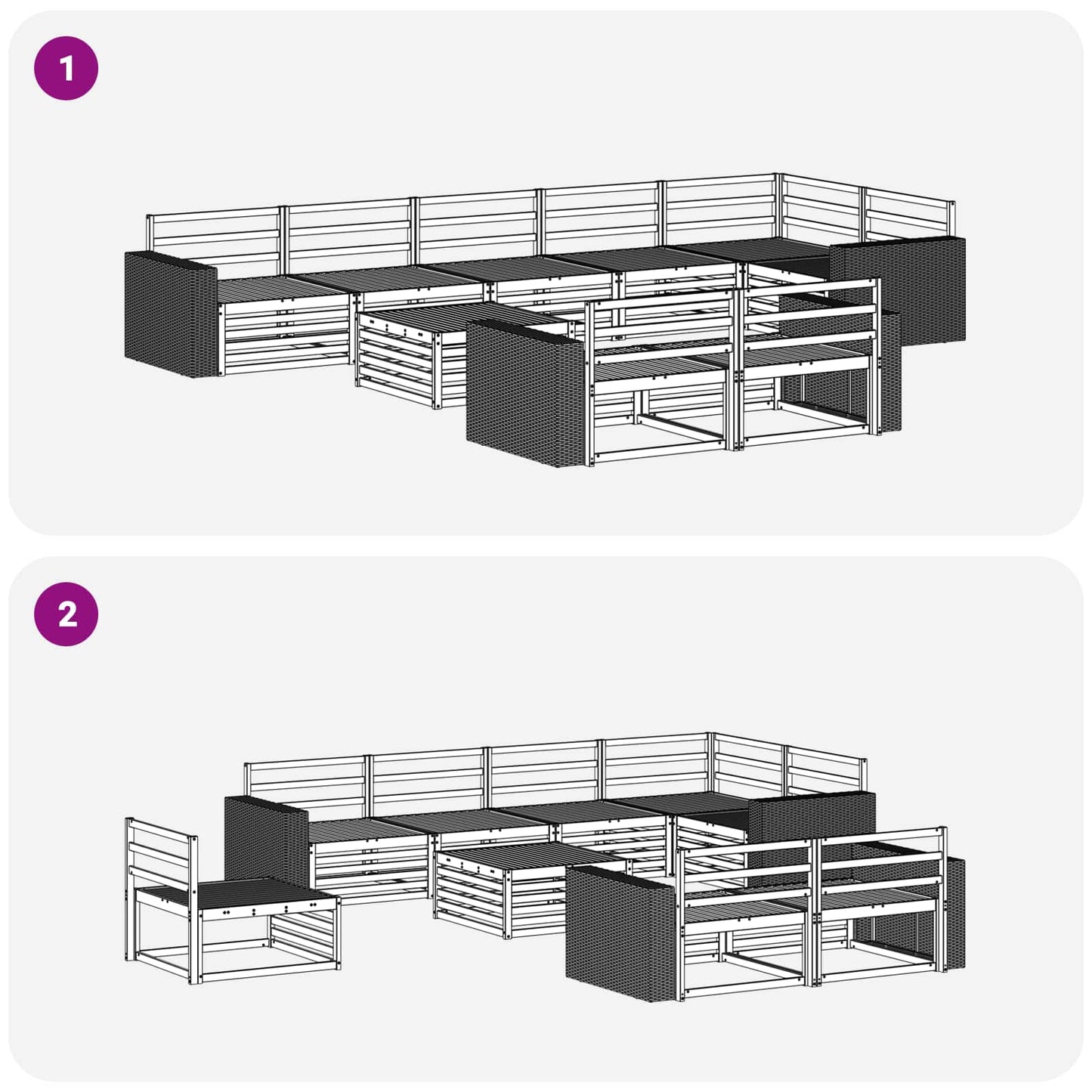 Utendørs sofa-sett 9 pcs