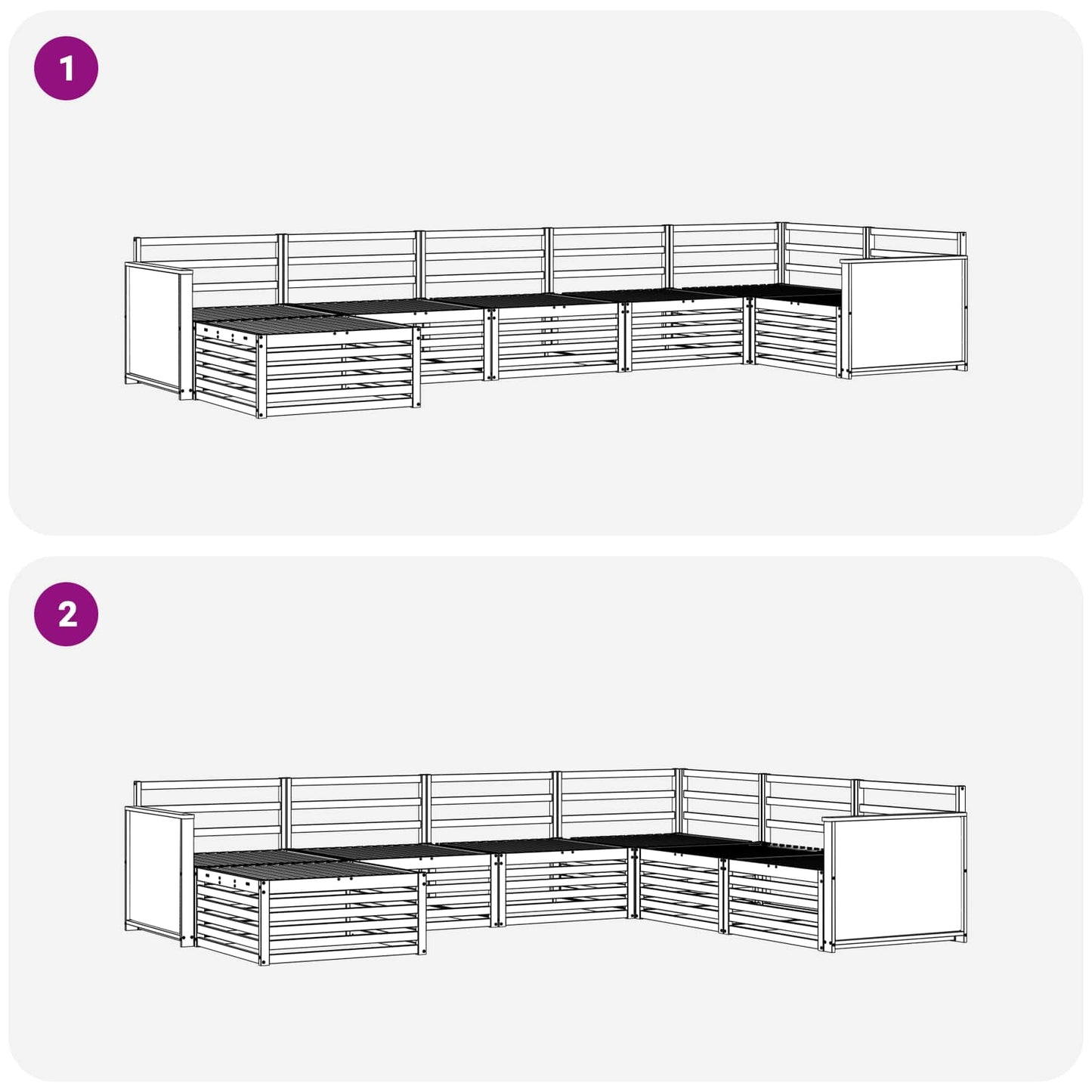 Utendørs sofa-sett 7 pcs Naturlig