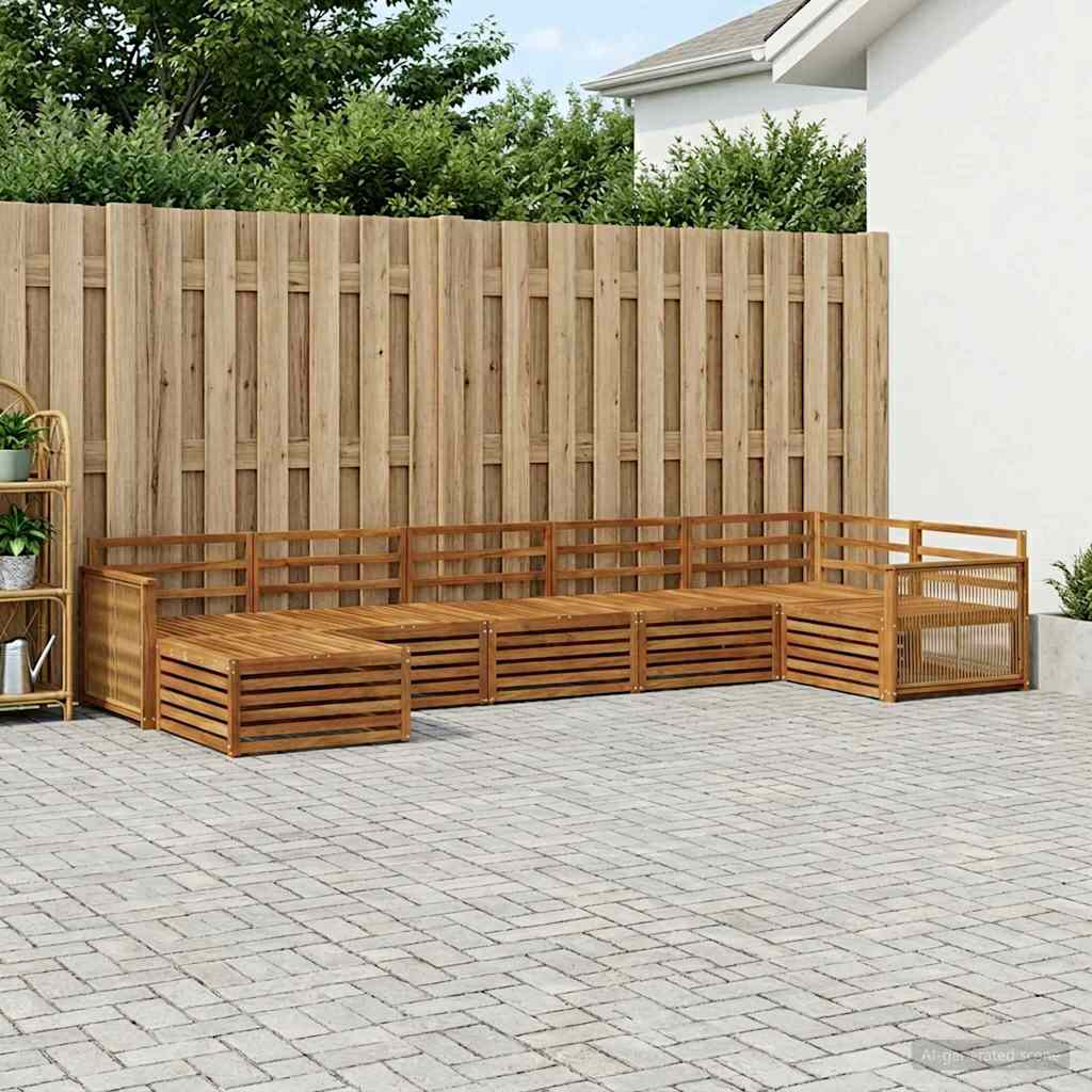 Utendørs sofa-sett 7 pcs Naturlig
