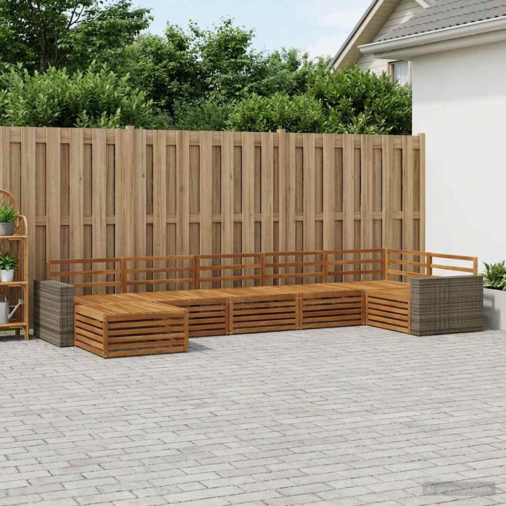 Utendørs sofa-sett 7 pcs Naturlig