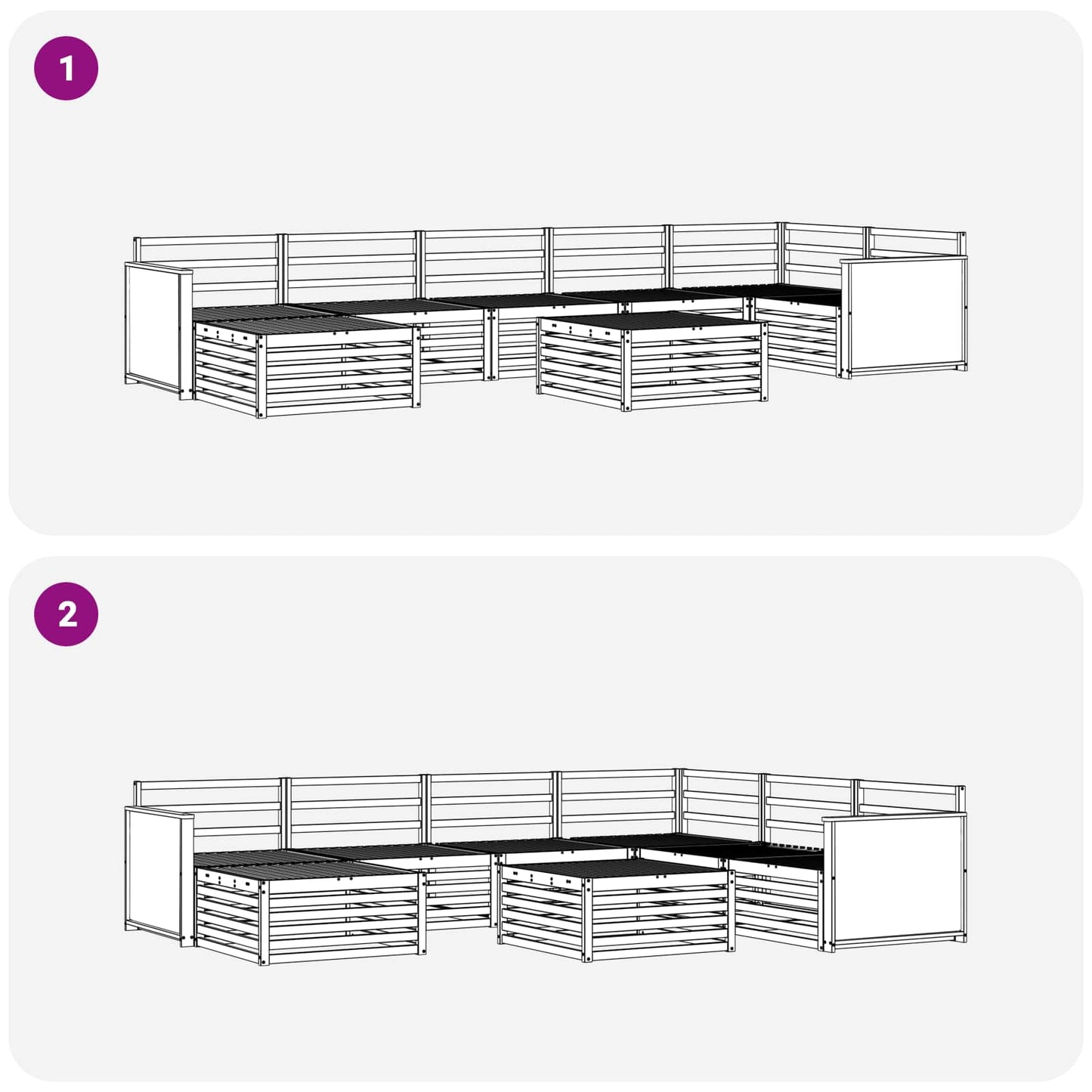 Utendørs sofa-sett 8 pcs Naturlig