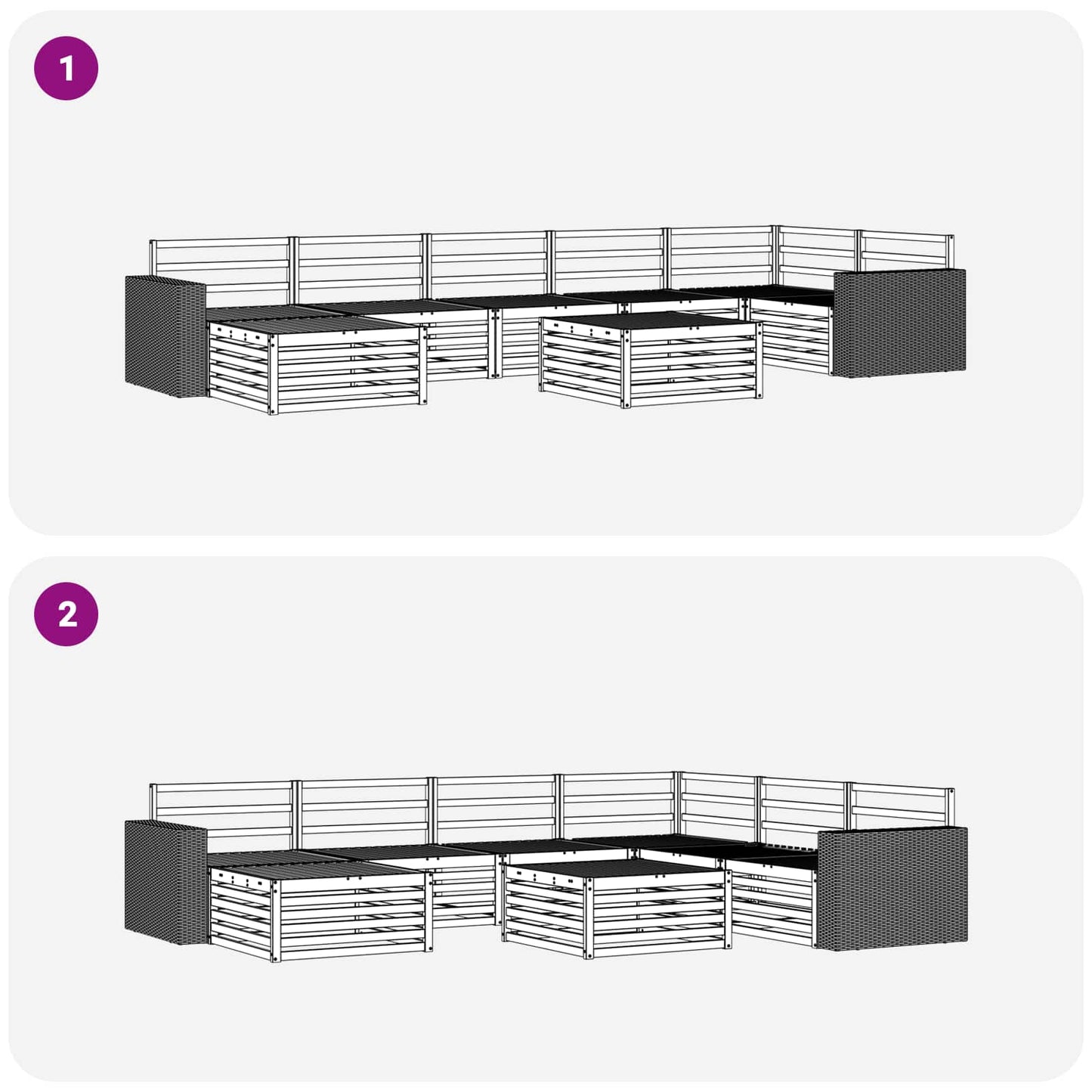 Utendørs sofa-sett 8 pcs Naturlig