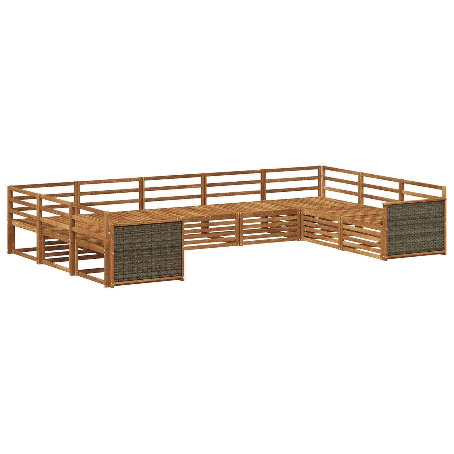 Utendørs sofa-sett 9 pcs Naturlig Solid akasietre