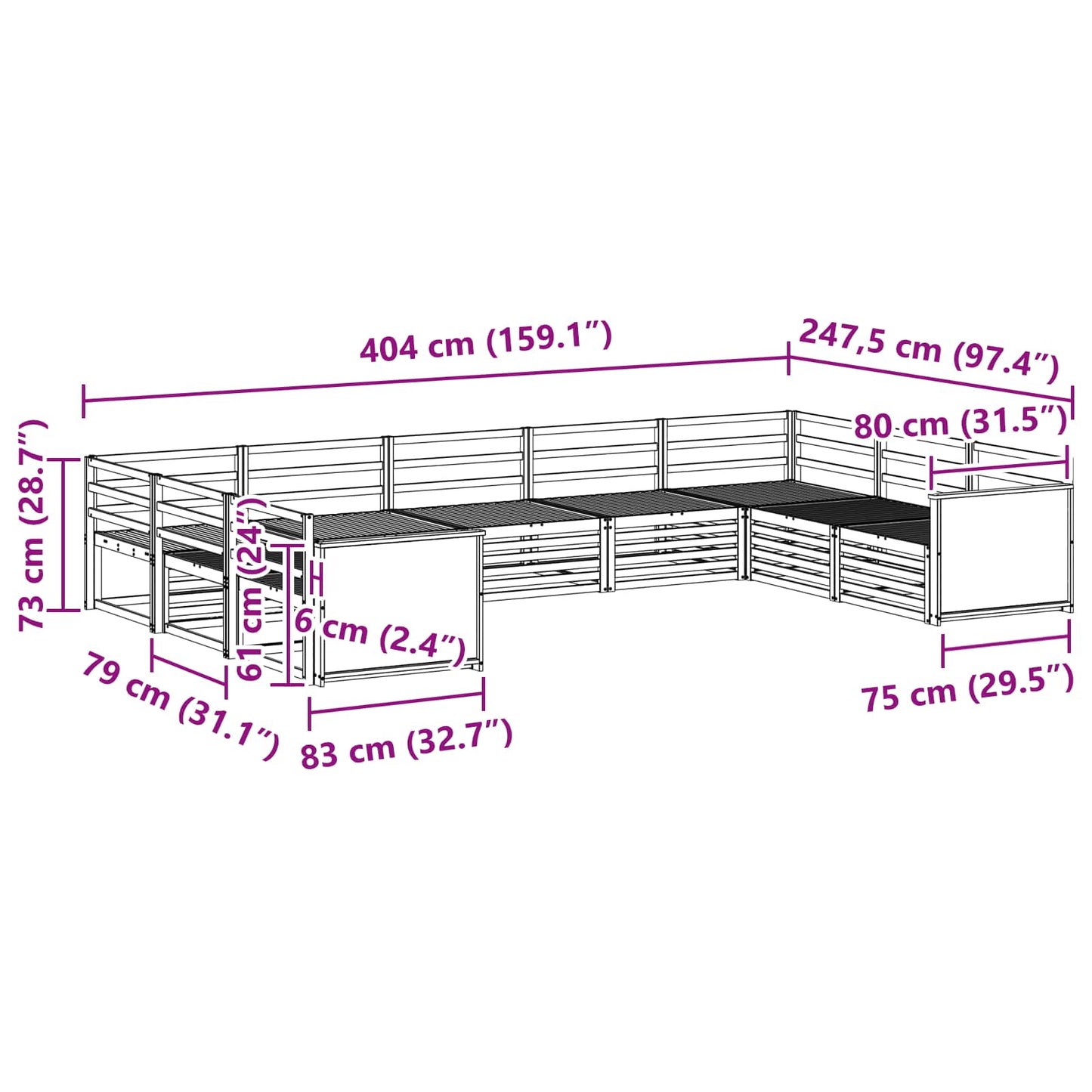 Utendørs sofa-sett 9 pcs Naturlig Solid akasietre