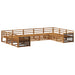 Utendørs sofa-sett 9 pcs Naturlig Solid akasietre