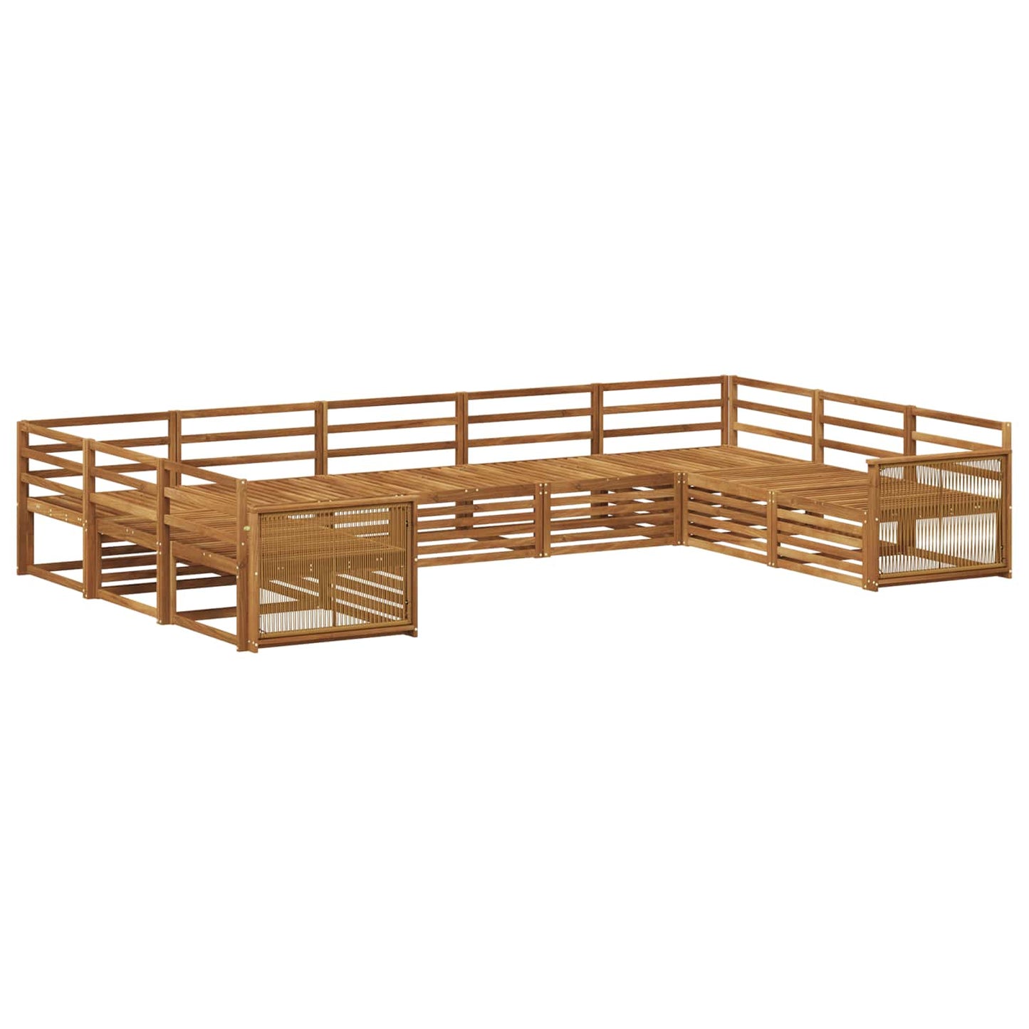 Utendørs sofa-sett 9 pcs Naturlig Solid akasietre