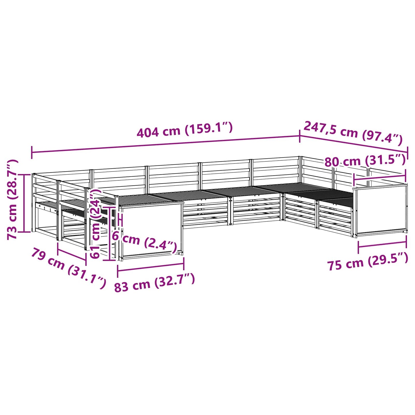 Utendørs sofa-sett 9 pcs Naturlig Solid akasietre