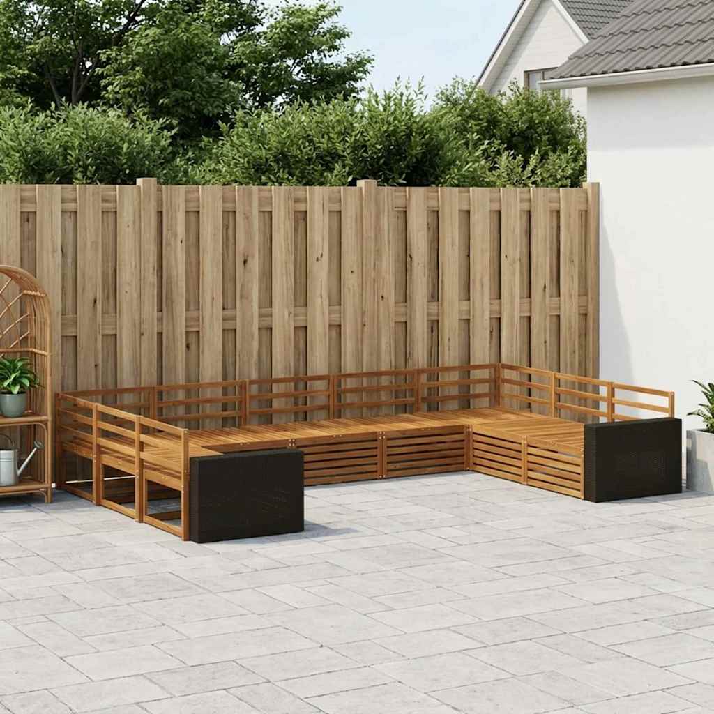 Utendørs sofa-sett 9 pcs Naturlig Solid akasietre