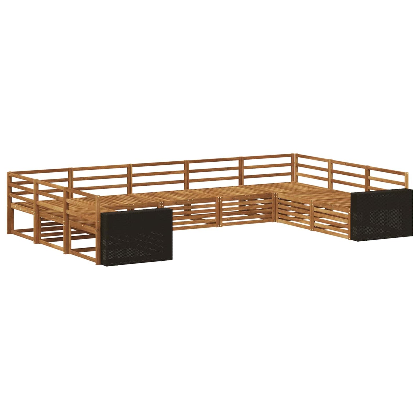 Utendørs sofa-sett 9 pcs Naturlig Solid akasietre