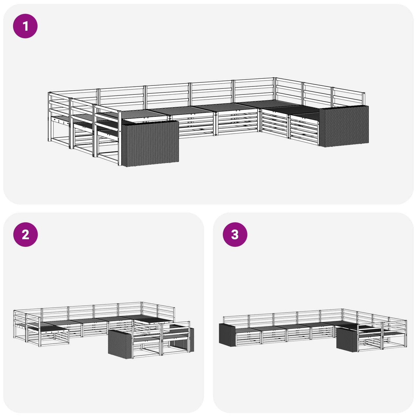 Utendørs sofa-sett 9 pcs Naturlig Solid akasietre