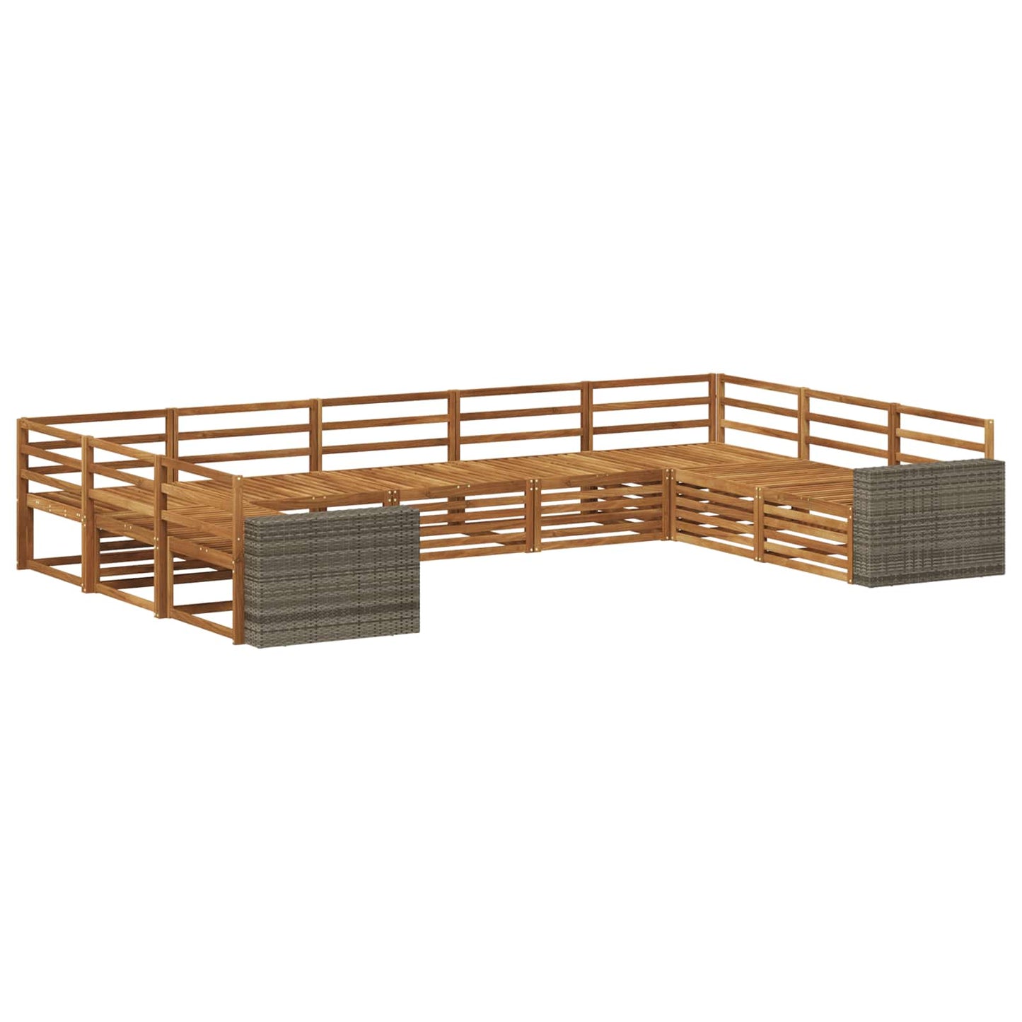 Utendørs sofa-sett 9 pcs Naturlig Solid akasietre