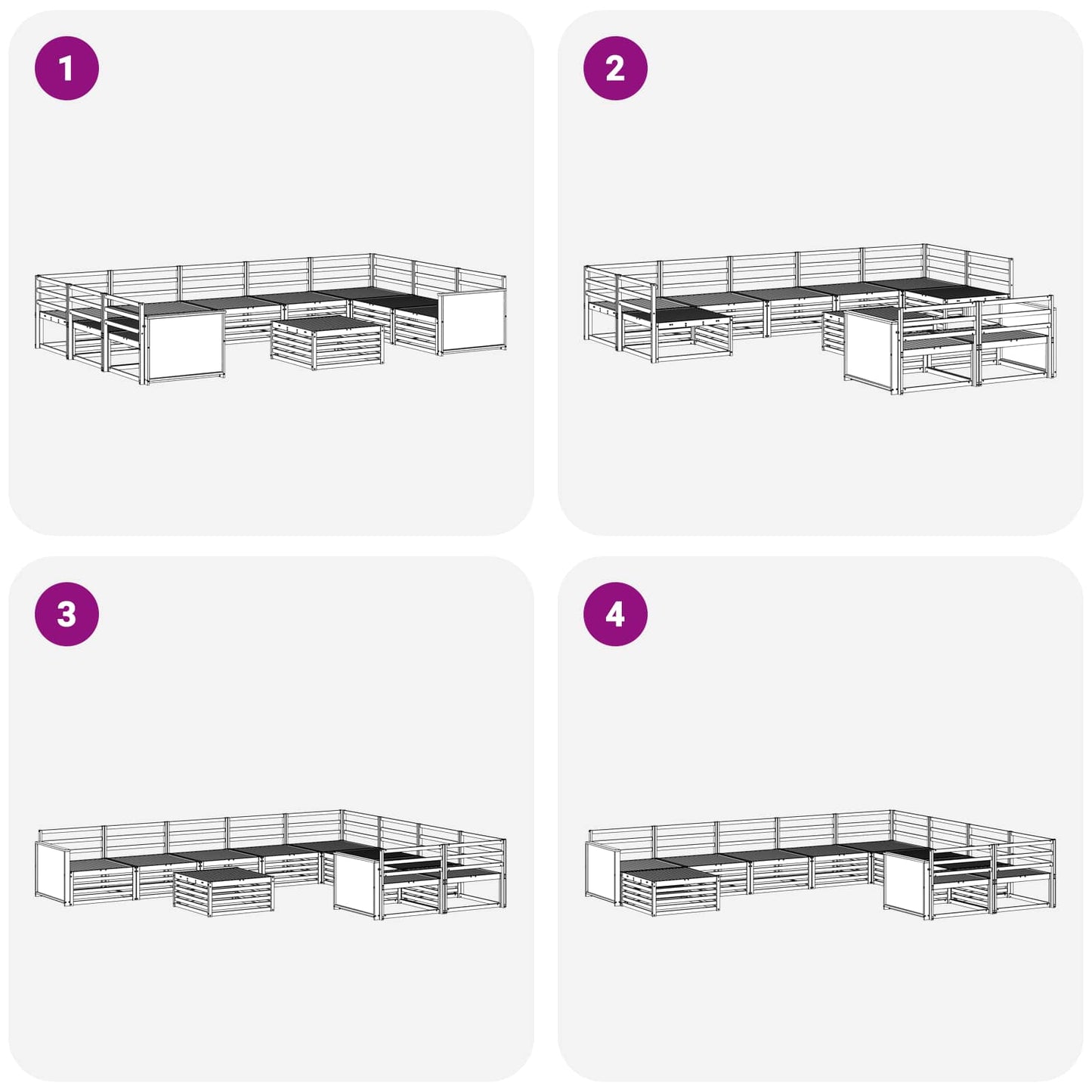 Utendørs sofa-sett 10 pcs Naturlig Solid akasietre