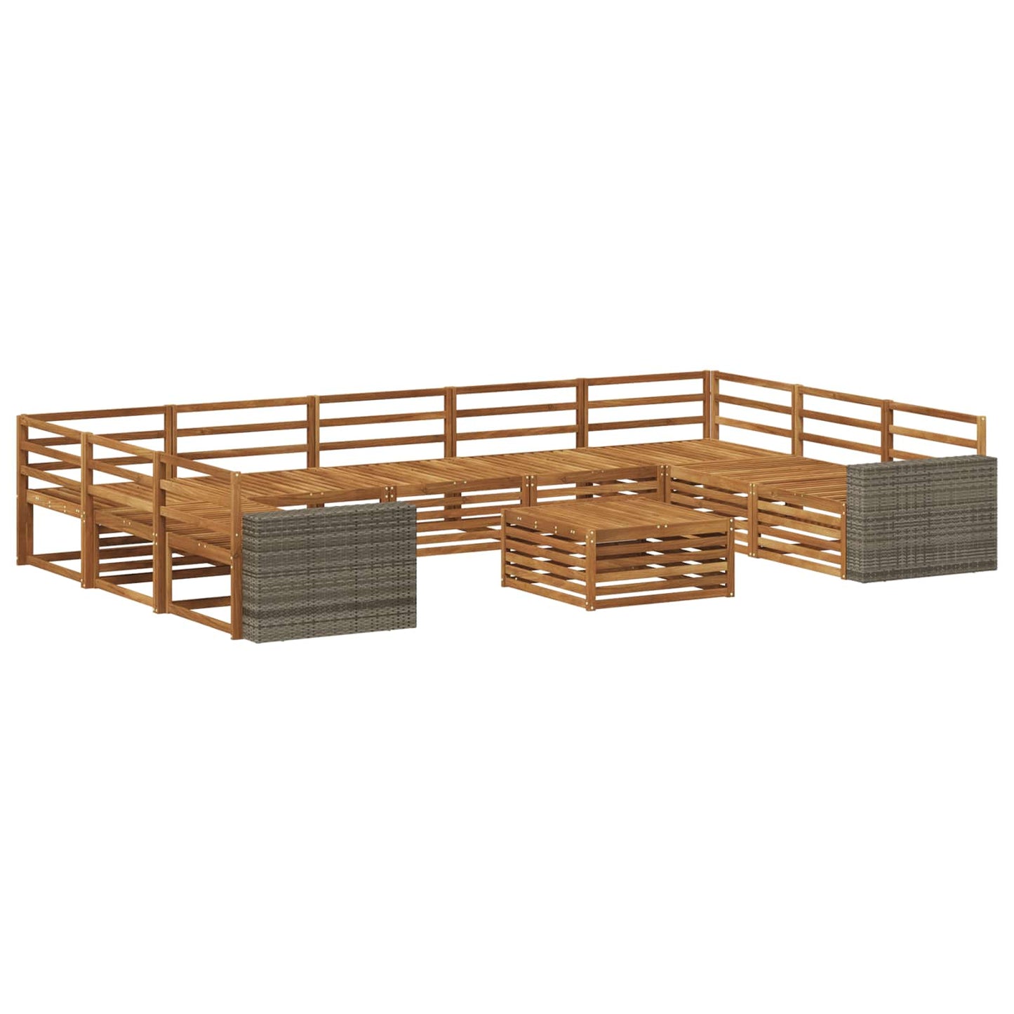 Utendørs sofa-sett 10 pcs Naturlig Solid akasietre