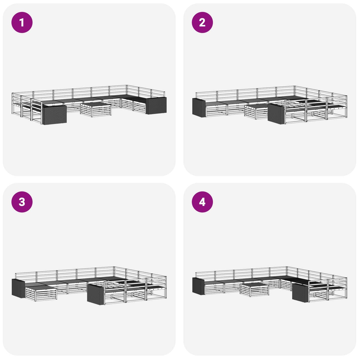 Sofasett 11 pcs Solid akasietre