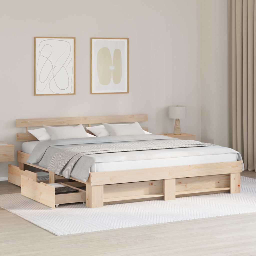Sengestamme med hodegjerde Brun 180 x 200 cm Massiv furu