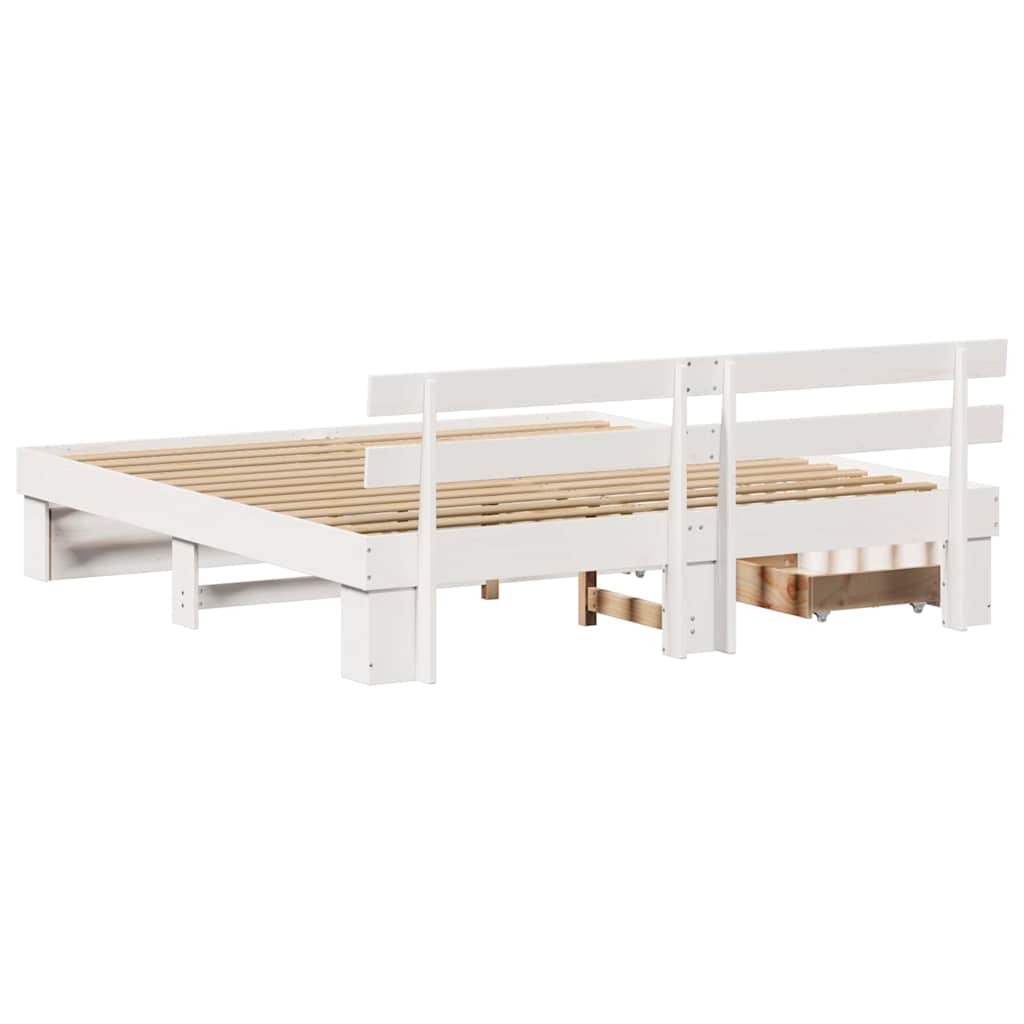 Sengestamme med hodegjerde Hvit 180 x 200 cm Massiv furu