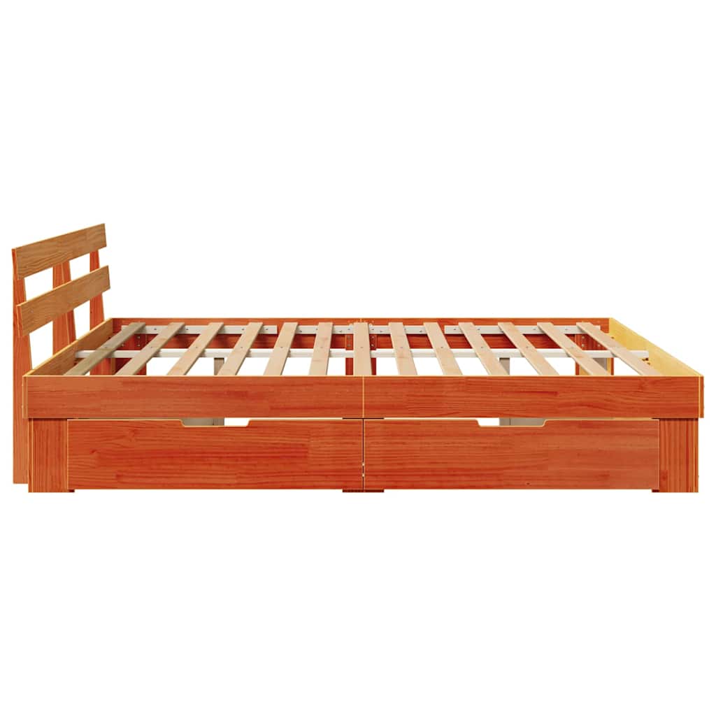 Sengestamme med hodegjerde Vokset Brun 180 x 200 cm Massiv furu