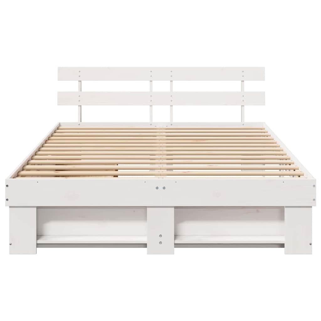 Sengestamme med hodegjerde Hvit 140 x 200 cm Massiv furu