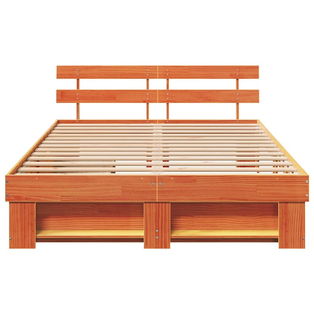 Sengestamme med hodegjerde Vokset Brun 140 x 200 cm Massiv furu