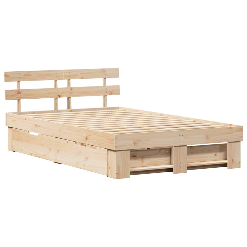 Sengestamme med hodegjerde Brun 120 x 200 cm Massiv furu