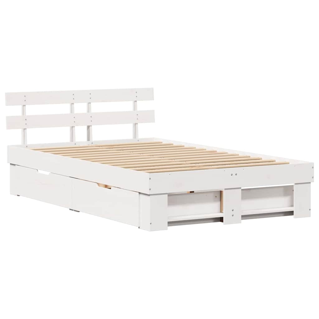Sengestamme med hodegjerde Hvit 120 x 200 cm Massiv furu