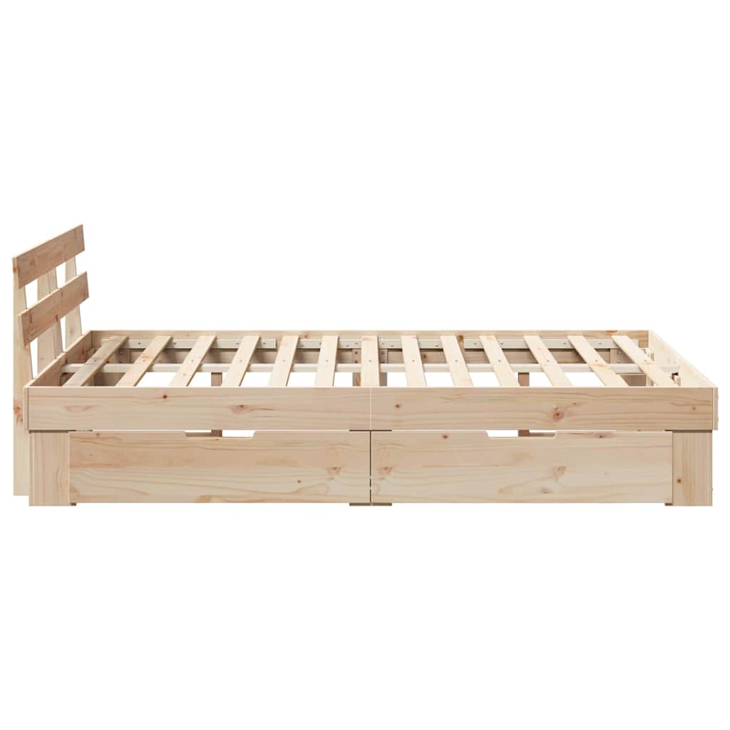 Sengestamme med hodegjerde Brun 140 x 190 cm Massiv furu