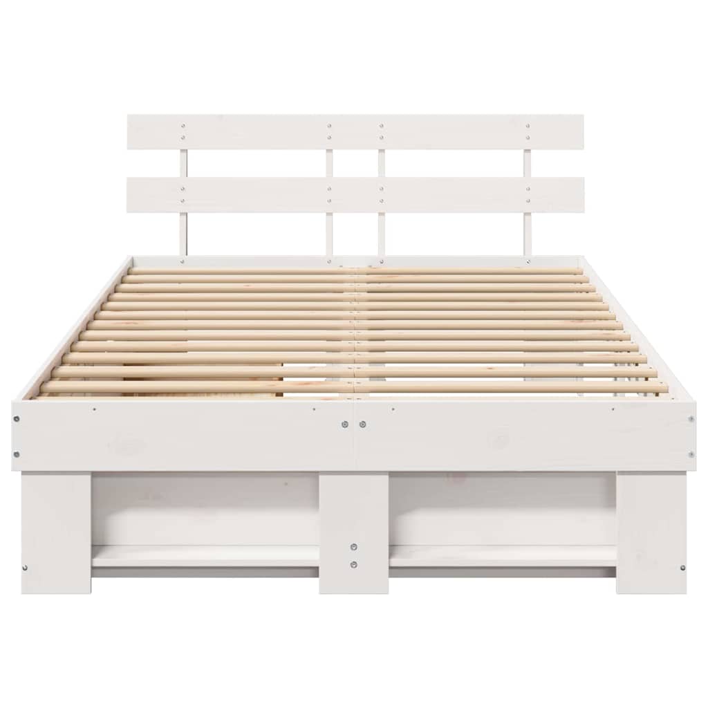 Sengestamme med hodegjerde Hvit 140 x 190 cm Massiv furu