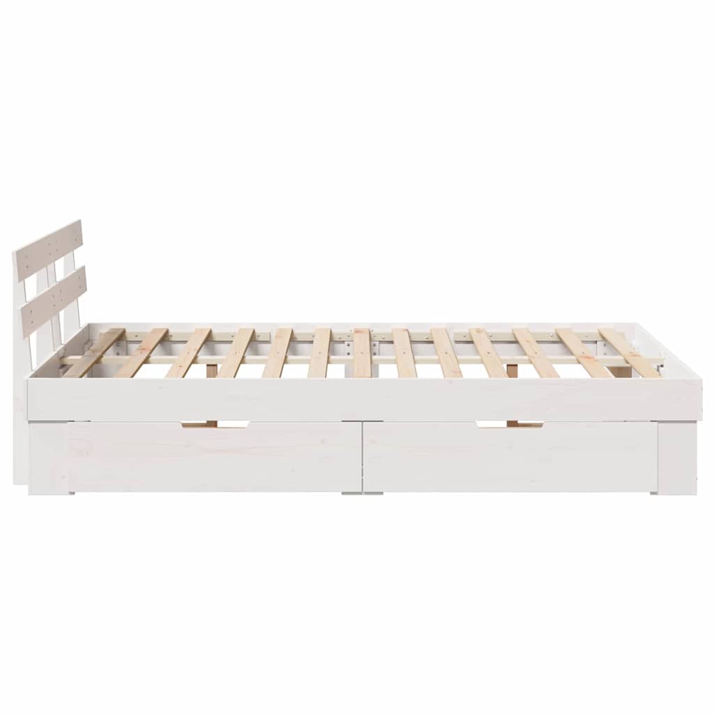 Sengestamme med hodegjerde Hvit 140 x 190 cm Massiv furu