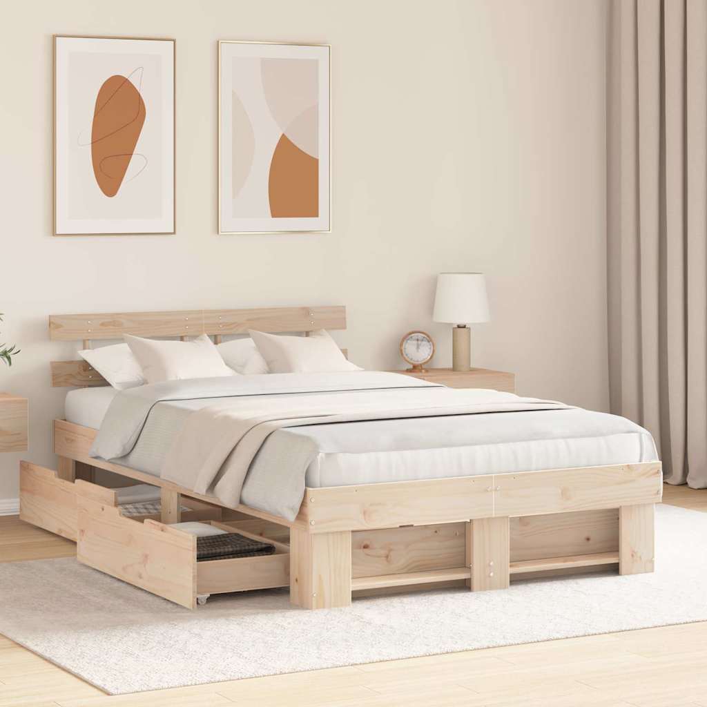 Sengestamme med hodegjerde Brun 120 x 190 cm Massiv furu