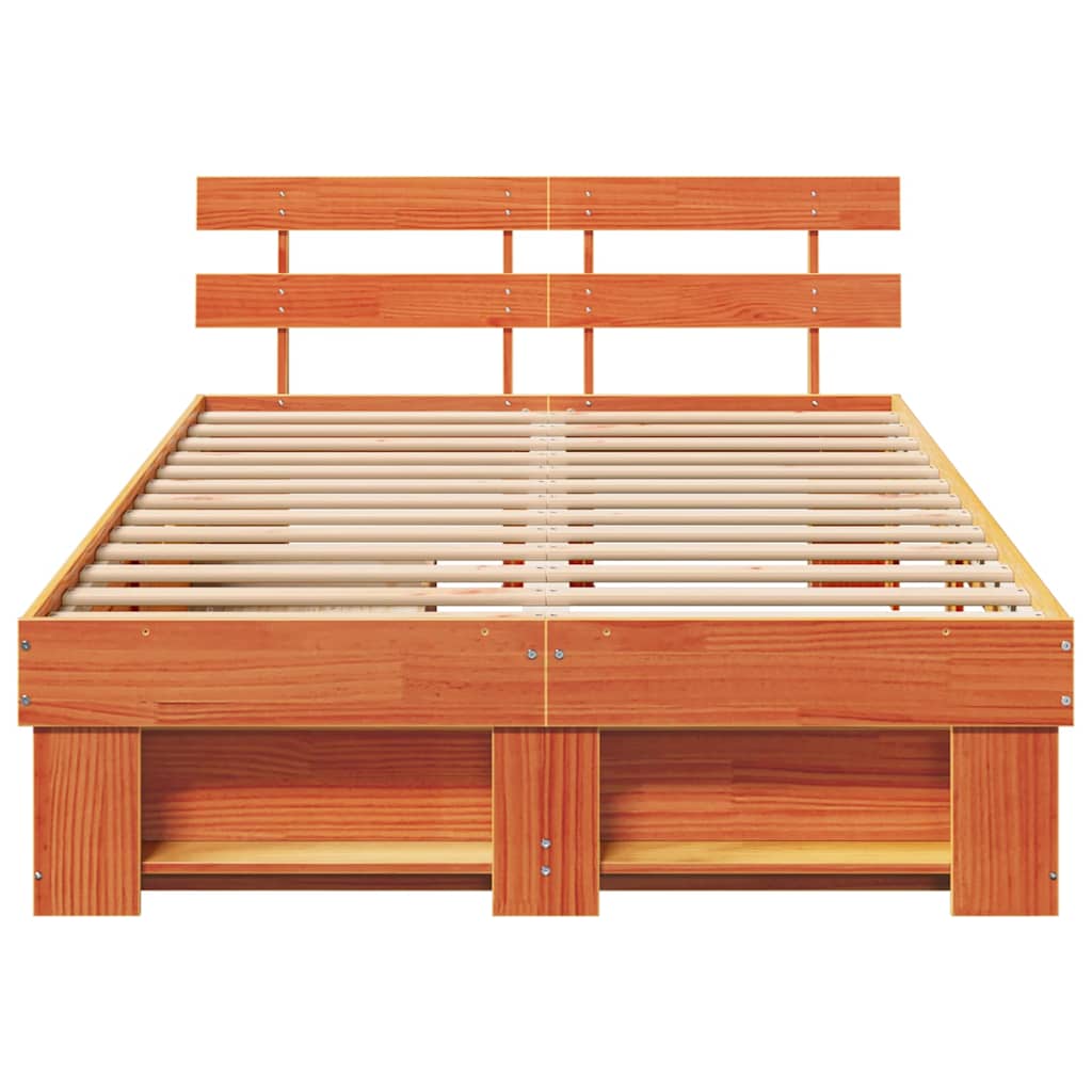 Sengestamme med hodegjerde Vokset Brun 120 x 190 cm Massiv furu